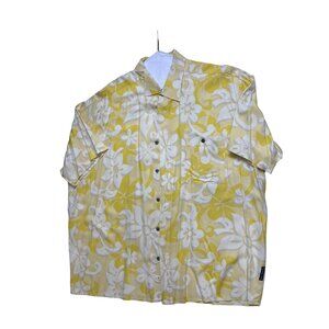 natural Issue Hawaiian Shirt Mens XL yellow Button Down Casual Shirt  Cc725